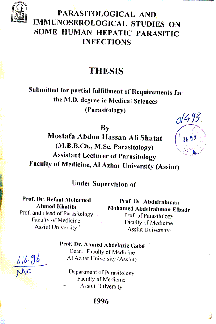 Thesis title about parasitology